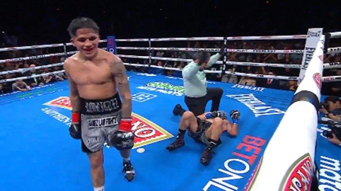 Jesse Rodriguez saat meruntuhkan Juan Francisco Estrada pada Tinju Dunia Minggu 30 Juni 2024