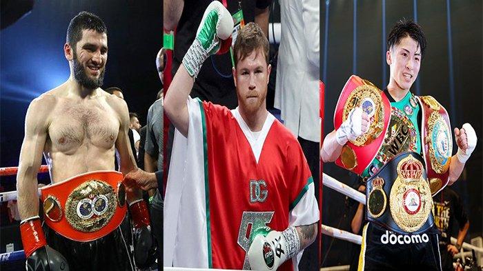 Kolase Foto Artur Beterbiev, Canelo dan Naoya Inoue. Ketiganya adalah raja Tinju dikelasnya masing-masing.