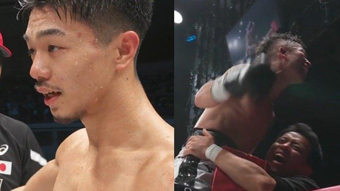 Kolase Junto Nakatani dan Takuma Inoue usai memenangi masing-masing duel atas lawannya Sabtu 24 Februari 2024. Keduanya kembali berbagi ring pada Oktober 2024