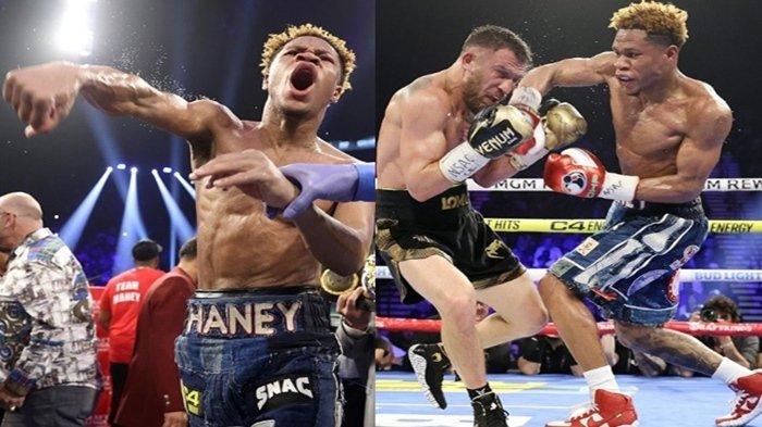 Kolase pertarungan Devin Haney vs Vasiliy Lomachenko, Minggu 21 Mei 2023. Haney merupakan Juara Tak Terbantahkan