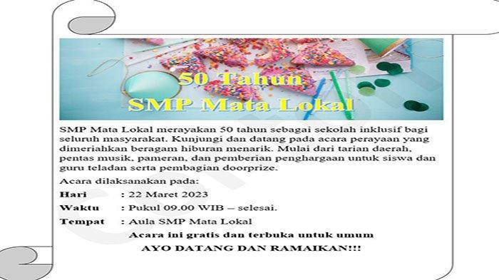 Kunci Jawaban Informatika Kelas 7 SMP Kurikulum Merdeka Hal 61 - 62 Brosur Acara Perayaan 50 Tahun.