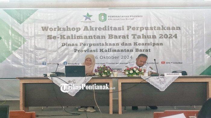 Narasumber dalam kegiatan Workshop Akreditasi Perpustakaan se- Kalbar 2024, yang berlangsung di Aula Lt. 3 Dinas Perpustakaan dan Kearsipan Provinsi Kalimantan Barat, di Jalan Sutoyo, Pontianak, Kalimantan Barat, Rabu 16 Oktober 2024.