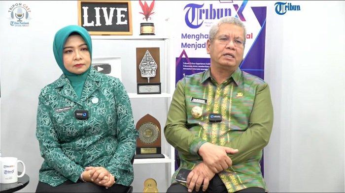 Pj Gubernur Harisson dan Pj Ketua PKK Kalbar Windy Prihastari saat hadir di TribunPontianak Podcast (Triponcast) bahas upaya menggencarkan gerakan serbu posyandu untuk cegah stunting, Kamis 4 Januari 2024.