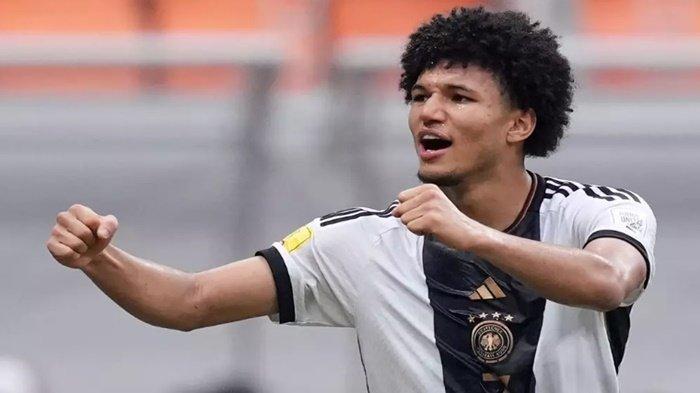 Selebrasi Paris Brunner pemain Timnas Jerman di Piala Dunia U17 FIFA 2023 Indonesia