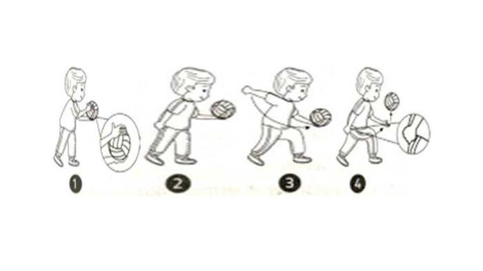 Seorang anak bermain bola kaki