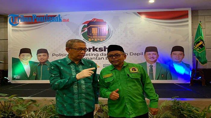 Politisi Senior PPP dan Gubernur Kalbar, Sutarmidji bersama Ketua DPC PPP Kota Pontianak, Widodo saat pembukaan Political Marketing & Bedah Dapil, Sabtu 4 Mei 2022 Sore.