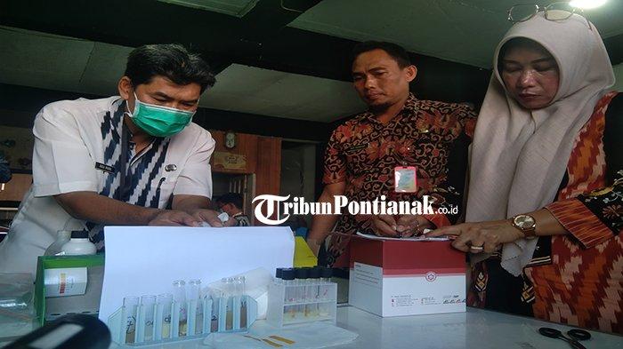 Tampak hasil dari pemeriksaan sejumlah makanan olahan yang dicek oleh tim di Pasar Flamboyan Kota Pontianak, Kalimantan Barat, Jumat 22 Maret 2024 pagi.