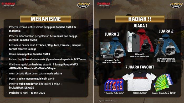 YAMAHA NMAX - Yamaha berikan hadiah kepada para pengguna NMAX, dengan menceritakan pengalamannya bangga berkendara. Beragam hadiah akan diterima oleh para pemenang