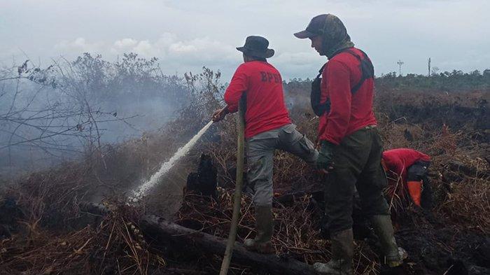 BPBD Kabupaten Mempawah terus berupaya memadamkan Karhutla di Desa Pasir, Kecamatan Mempawah Hilir, Kabupaten Mempawah, Kalimantan Barat, Kamis 19 Oktober 2023.