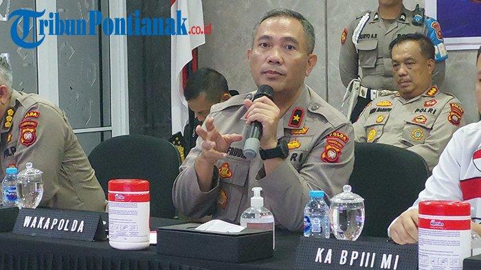 Wakapolda Kalbar Brigadir Jendral Polisi Asep Safrudin yang juga ketua Satgas TPPO saat memimpin konfrensi pers hasil pengungkapan Satgas TPPO di Polda Kalbar, rabu 14 Juni 2023. Asep Safrudin dimutasi menjadi Wakapolda Riau