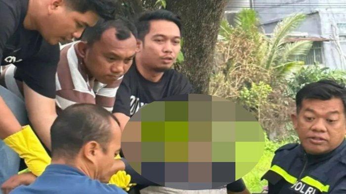 Saat proses evakuasi korban yang ditemukan dalam kondisi tergantung di pohon dekat kuburan, terjadi di Gang Meliau, Jalan H Abbas, Kelurahan Benua Melayu Darat, Kecamatan Pontianak Selatan, Minggu, 22 Oktober 2023.