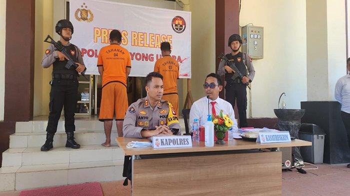 Polres Kayong Utara saat menggelar press release kasus pembunuhan istri oleh suaminya sendiri.
