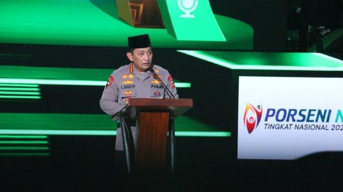 Kapolri Jenderal Listyo Sigit Prabowo menutup rangkian Pekan Olahraga dan Seni (Porseni) Nahdlatul Ulama (NU) Tingkat Nasional 2023 di Kota Solo, Jawa Tengah, Sabtu (21/1/2023).(KOMPAS.COM/Panitia Porseni 2023)