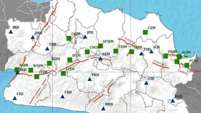 Peta Sesar Aktif di Jawa Barat termasuk Sesar Garsela dalam Kajian Seismisitas Bulanan Stasiun Geofisika Kelas I Bandung April 2022.(Kajian Seismisitas Bulanan Stasiun Geofisika Kelas I Bandung April 2022.)