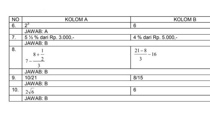 Soal HITUNGAN PERBANDINGAN