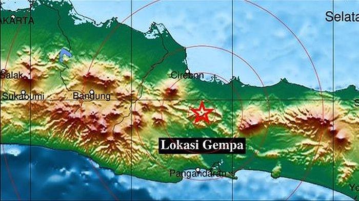 gempa terkini di Jawa Barat mengguncang Kuningan dengan pusat gempa di darat pada kedalaman 12 Km, Minggu (26/5/2024) usai Persib Bandung menang di laga melawan Madura United