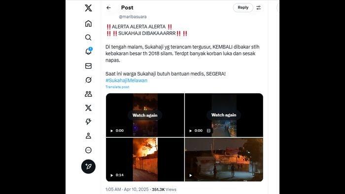 ISU DIBAKAR - Peristiwa kebakaran hebat yang melanda puluhan kios dan rumah di Jalan Terusan Pasir Koja,Kelurahan Sukahaji, Kecamatan Babakan Ciparay, Kota Bandung, Rabu (9/4/2025) malam, memunculkan isu panas di media sosial.