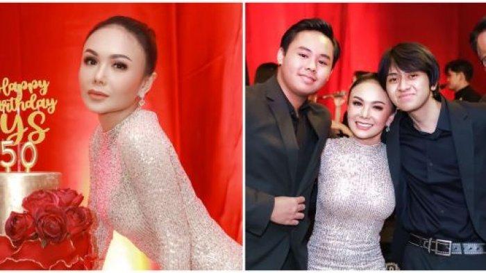 Foto Penyanyi Yuni Shara merayakan ulang tahun ke-50 pada 3 Juni 2022 bersama mantan suaminya, Henry Siahaan dan keluarga.