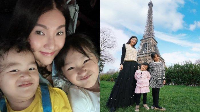 Sarwendah bersama kedua anaknya foto bersama di Paris.