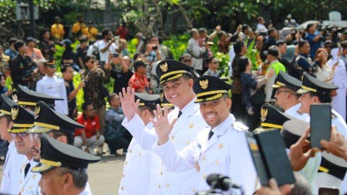 Bupati Klaten Hamenang Wajar Ismoyo dan Wakil Bupati Benny Indra Ardhianto saat prosesi pelantikan di Istana Negara di Jakarta, Kamis (20/2/2025)
