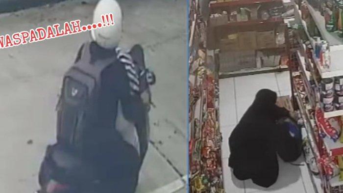 TEREKAM CCTV. Tangkapan layar rekaman cctv aksi pencurian di sebuah minimarket di Jamangati, Desa Karang, Kecamatan Karangpandan, Kabupaten Karanganyar. Polisi menyebut sudah mengantongi identitas pelaku.