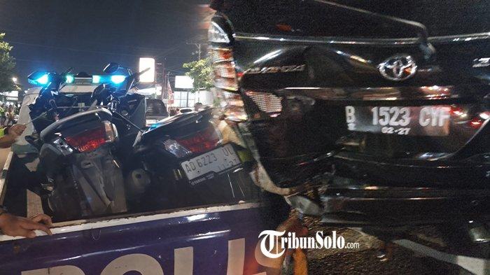 KECELAKAAN KARAMBOL - Kendaraan yang terlibat kecelakaan karambol di Jalan Solo-Tawangmangu, tepatnya di depan kantor BRI Karanganyar, Kecamatan Karanganyar, Kabupaten Karanganyar, Selasa (17/6/2025). Dikabarkan kecelakaan beruntun itu melibatkan empat kendaraan, yakni 2 motor Yamaha NMax, mobil Honda CR-V, dan mobil Toyota Avanza.