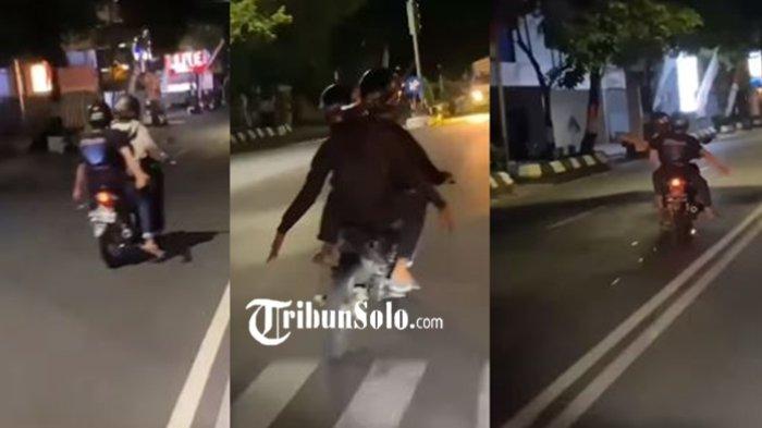 Kolase foto pemotor ugal-ugalan di Sragen Jateng yang viral di media sosial.