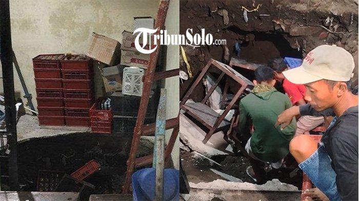 KONDISI LANTAI AMBLAS. Lantai Gedung Serbaguna RW 6 Sumpingan, Kadipiro, Banjarsari amblas, Rabu (19/3/2025) sekitar pukul 09.45. Berikut 3 fakta terkait kejadian lantai amblas. Tribun Solo / Ahmad Syarifudin