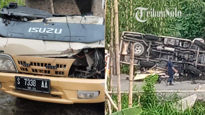 DIDUGA REM BLONG - Kecelakaan tunggal di Jembatan Banaran, Desa Gondosuli, Kecamatan Tawangmangu, Kabupaten Karanganyar, Sabtu (17/5/2025). Ada 5 orang meninggal dunia dari kejadian ini, kondisi mobil juga ringsek parah.