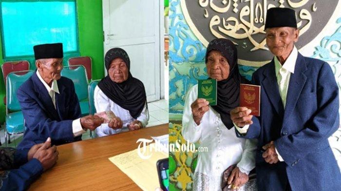 Pasangan Ngatimin-Satinem, lansia asal Wonogiri yang pernikahannya viral.