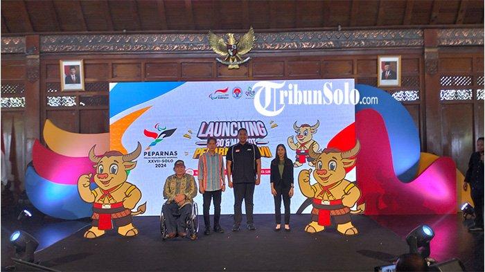 Peluncuran logo dan maskot Pekan Paralimpik Nasional (Peparnas) XVII di Pendhapi Gedhe Balai Kota Solo, Kamis (18/7/2024).