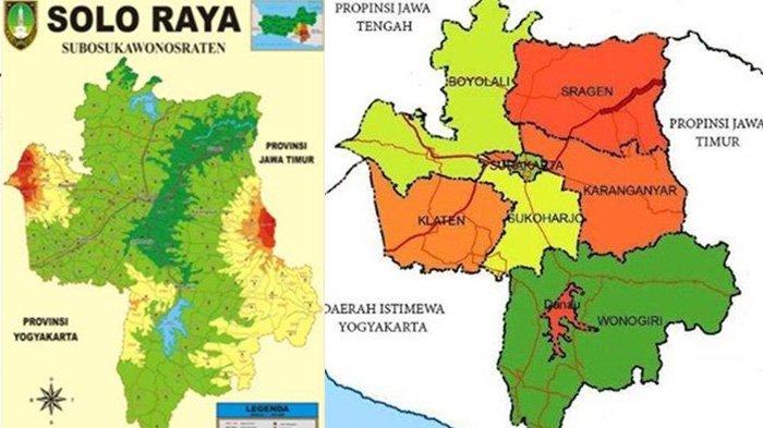 PETA SOLO RAYA - Peta Provinsi Daerah Istimewa Surakarta jika jadi direalisasikan. Pemerintah Provinsi (Pemprov) Jawa Tengah (Jateng) memberikan tanggapannya soal wacana pemekaran provinsi Jawa Tengah menjadi empat wilayah, Rabu (16/4/2025).