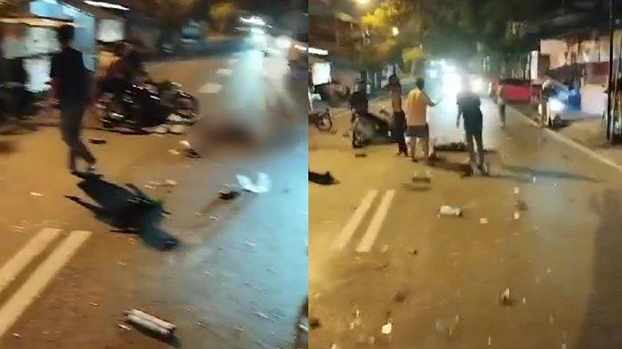 SERPIHAN MOTOR. Potret serpihan empat motor pasca kecelakaan diduga aksi kebut-kebutan di Jalan Ir Juanda, Kota Solo pada Minggu (2/3/2025) dini hari, sekitar pukul 00.30 WIB. Satu orang meninggal dunia akibat kecelakaan ini.