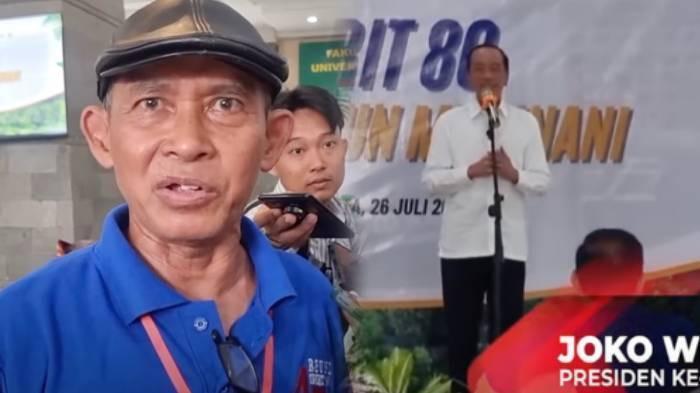TEMAN JOKOWI DI UGAM - Sosok bernama Mulyono hadir di di acara reuni Fakultas Kehutanan UGM di Yogyakarta Sabtu (26/7/2025). Mulyono adalah teman Jokowi sewaktu kuliah di Fakultas Kehutanan UGM. Kehadirannya membuat Jokowi tertawa agar kehebohan nama Mulyono itu disudahi.