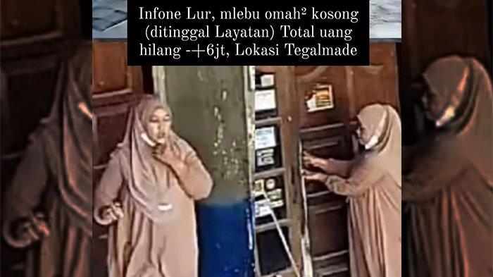EMAK-EMAK MALING DI SUKOHARJO. Tangkapan layar dugaan pencurian yang dilakukan oleh emak-emak di wilayah Desa Tegalmade, Mojolaban, Sukoharjo, Selasa (11/2/2025). Dalam video yang diunggah oleh akun Instagram @infocegatansolo.fb disebutkan korban kehilangan uang hingga Rp6 juta.