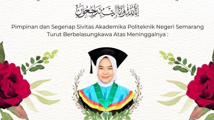 Ucapan duka cita meninggalnya Lintang Ari Pratama (22) mahasiswi Politeknik Negeri Semarang.