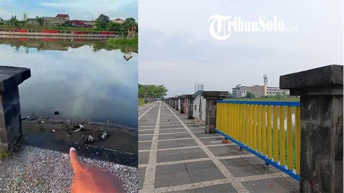 PAGAR BESI BERBEDA. Penampakan pagar besi pembatas di Taman Bendungan Tirtonadi Solo berbeda dengan yang lainnya. Jika pagar besi yang lama nampak bergaya setengah lingkaran di bagian atas. Serta ada variasi motif Gunungan Wayang di bagian tengah, sejumlah pagar besi pembatas antara jalan setapak dan bibir sungai anyar tersebut ada yang berbeda.