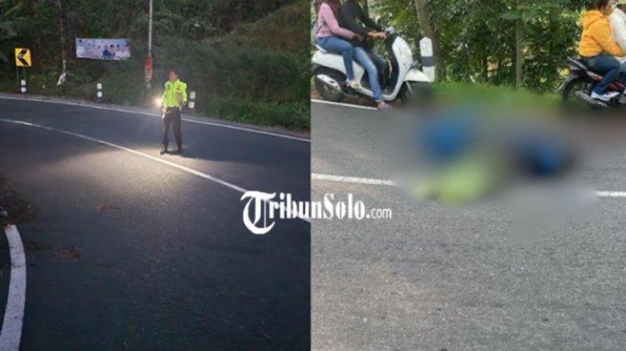 LAKA DI KARANGANYAR - Polisi melakukan olah TKP kecelakaan di Jalan Solo-Tawangamangu, tepatnya di tepatnya di Dusun Somokado, Desa Nglebak, Kecamatan Tawangmangu, Kabupaten Karanganyar, Sabtu (3/6/2025) sore. Seorang pengendara motor jadi korban tewas dalam kecelakaan itu.