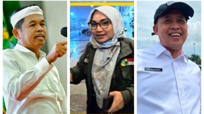 ISTRI WALI KOTA NGINAP DI HOTEL - Gubernur Jawa Barat, Dedi Mulyadi, menegur keras istri Wali Kota Bekasi, Wiwiek Hargono usai ketahuan menginap di hotel saat warganya dilanda banjir. Sebelumnya, video istri Wali Kota Bekasi viral di media sosial, Kamis (6/3/2025). (Tangkapan layar @heraloebss X, Dokumentasi biro adpim Jabar dan Kompas.com/Rachel Faradiba).