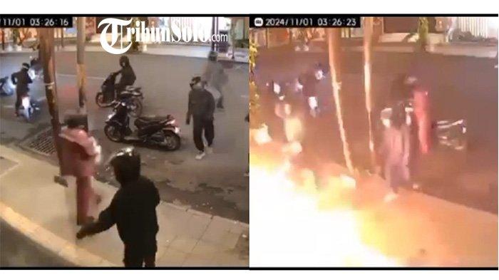 Beredar video rekaman CCTV yang diduga berada di salah satu titik di Koridor Gatot Subroto (Gatsu) Kota Solo yang memperlihatkan aksi nekat sejumlah orang membakar lokasi tersebut.