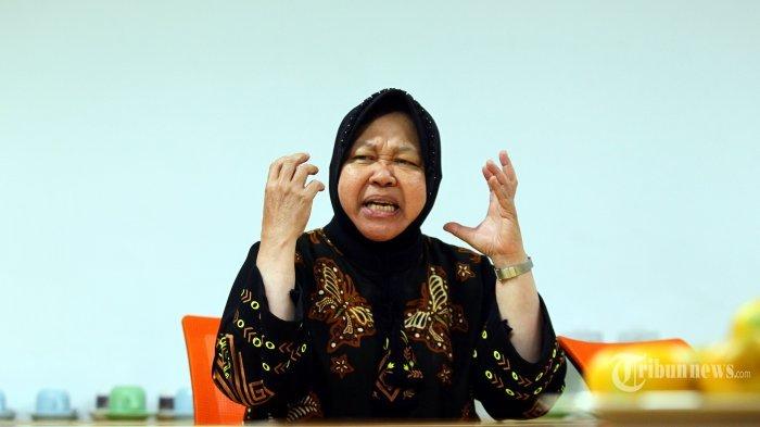 Wali Kota Surabaya Tri Rismaharini berkunjung ke Redaksi Tribun Network di Palmerah, Jakarta, Kamis (21/11/2019). Risma yang baru saja berulang tahun ke-58 pada Rabu 20 November, memaparkan apa yang telah dicapainya di Kota Surabaya.