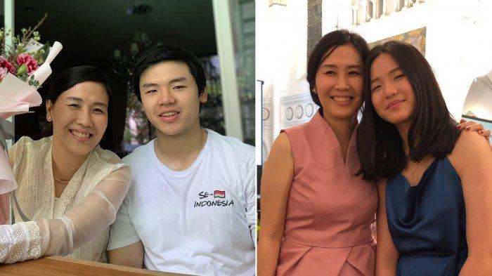 Veronica Tan bersama dua anaknya, Nicholas Sean dan Nathania.