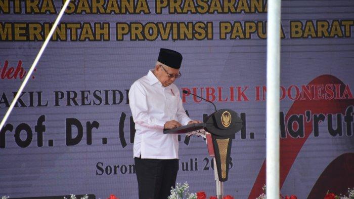 Wapres Maruf Amin memberikan sambutan.