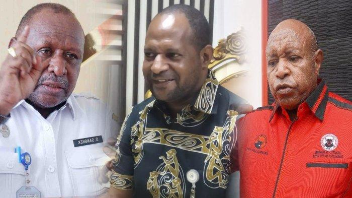 Dance Sangkek (kiri), Gusti Sagrim (tengah) dan Abner Reinal Jitmau (kanan). Ketiga putra Maybrat ini sudah mendaftarkan diri ke partai politik sebagai bakal calon Wali Kota Sorong.