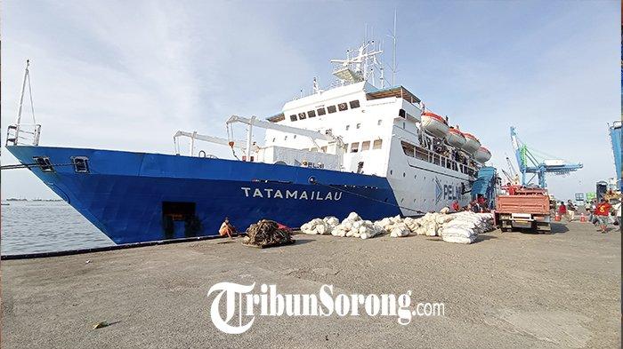 Suasana saat KM Tatamailau berlabuh di Pelabuhan Sorong, Papua Barat Daya, Jumat (20/12/2024).