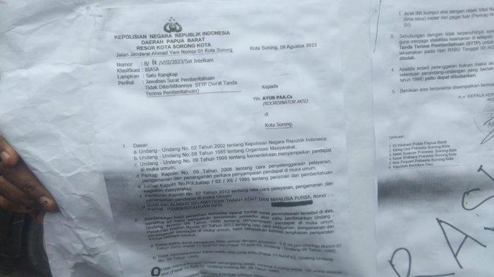 Surat penolakan demo yang diduga berbau rasis.