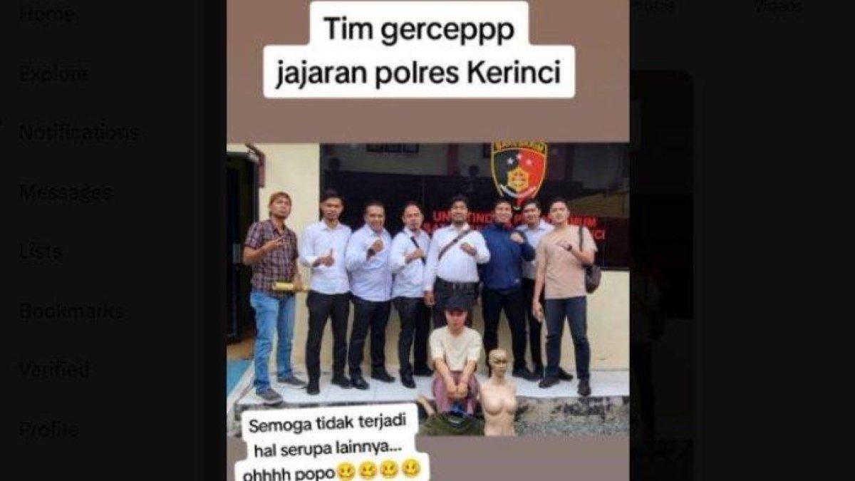 Beredar foto TikTokers Popo Berbie ditangkap Polres Kerinci pasca video tak senonohnya viral.
