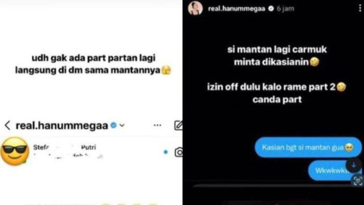 Unggahan Instagram Story Hanum Mega yang mengaku dihubungi wanita yang diduga selingkuhan suaminya.