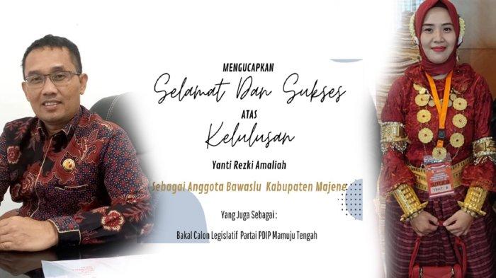 Kolase gambar ucapan JPPR Sulbar, Yanti Rezki Amaliah dan Ketua Bawaslu Sulbar Nasrul Muhayyang