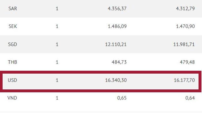NILAI TUKAR DOLAR - Tangkapan layar nilai tukar Dolar ke Rupiah yang dirilis Bank BI per Jumat (31/1/2025).